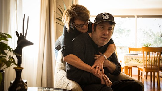 Cheryl Soafkin and her son Jeremy, 37, who lives with severe autism. For 17 years, Jeremy has lived in a disability group home in Camberwell, which will soon be closed by its operator, Scope.