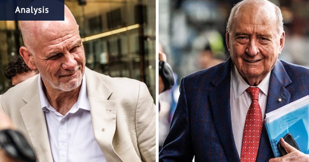 Peter FitzSimons makes tackle in Alan Jones trial