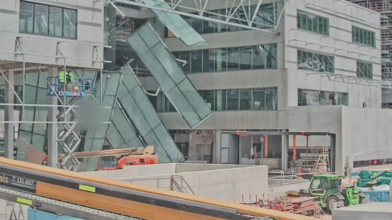 The horrifying moment roof collapses at Curtin University worksite