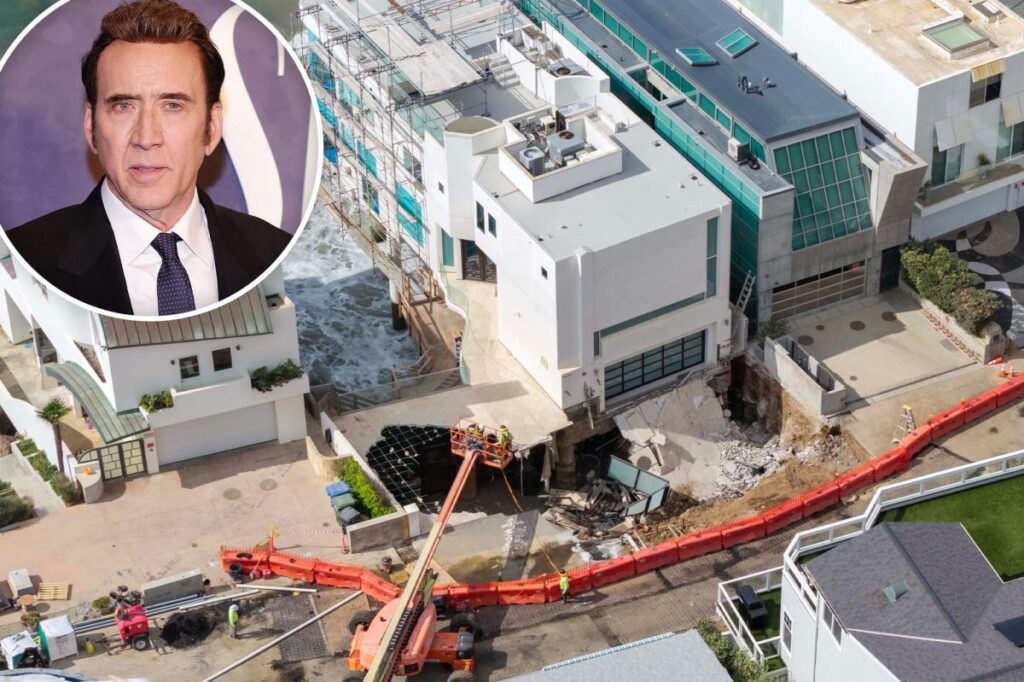 Nicolas Cage’s $10.5M Malibu mansion remains on edge of collapse week after massive sinkhole opened up