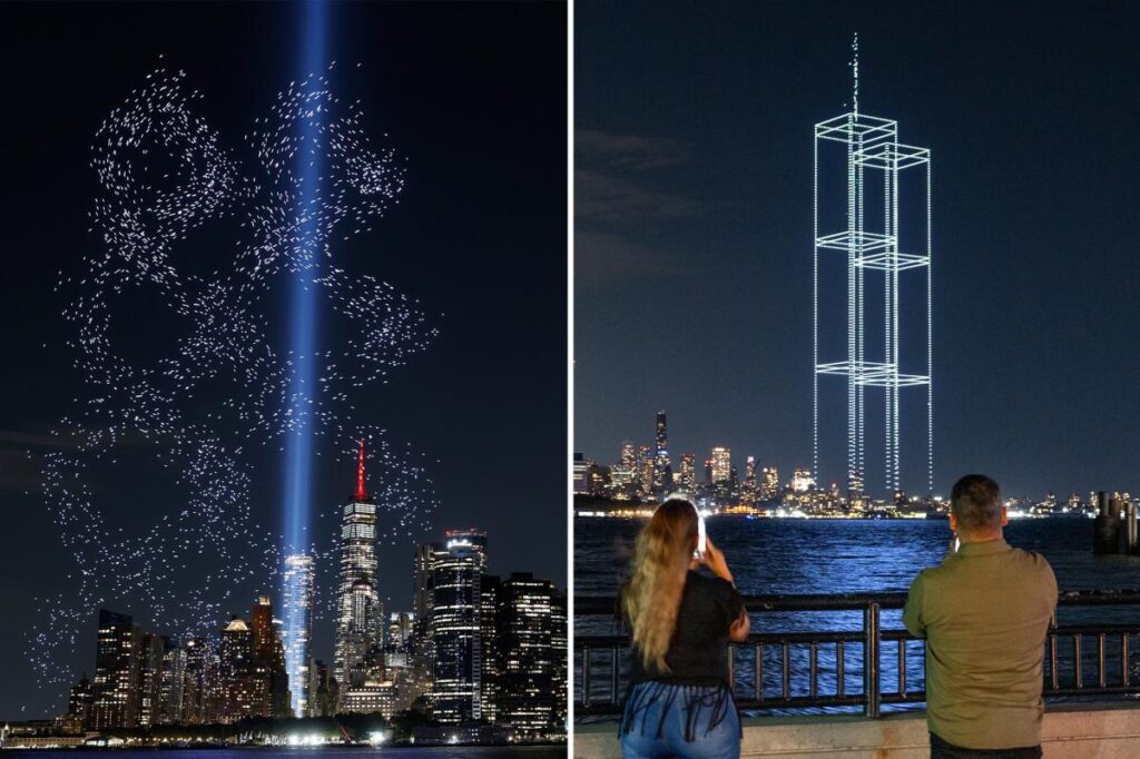 Breathtaking drone show of 2,977 lights illuminates NYC skies before 9/11 anniversary
