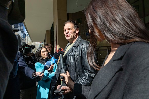 John Setka holds court outside court on Thursday.