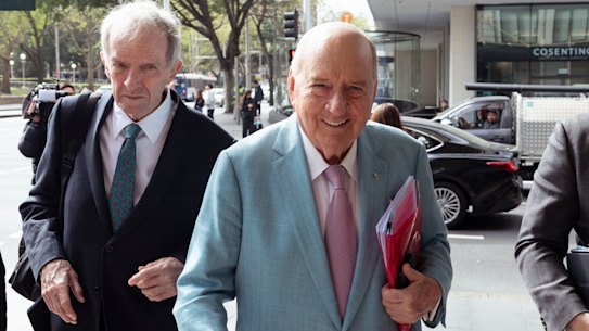 Alan Jones outside the Downing Centre Local Court on Thursday.