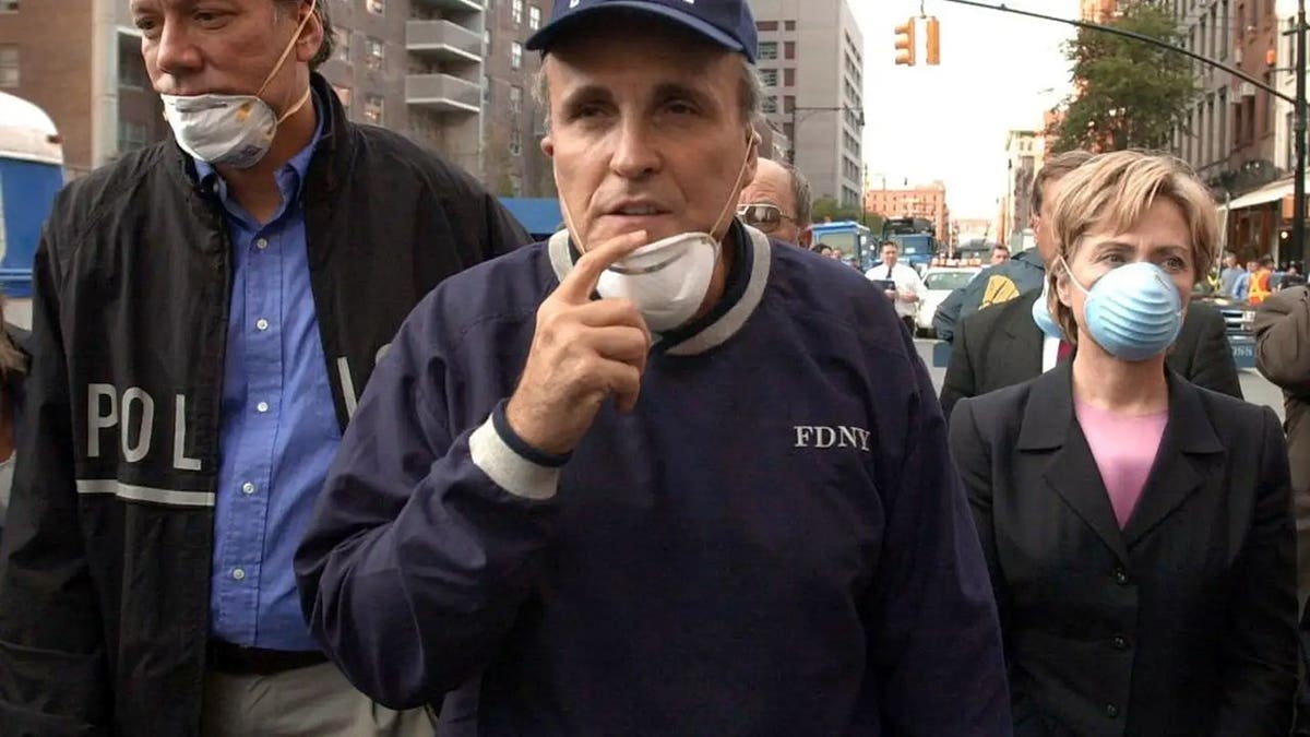 Giuliani with Pataki and Clinton